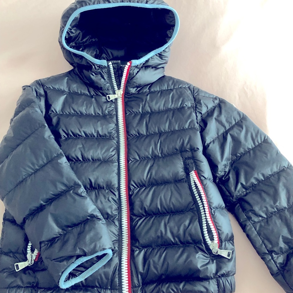 PREOWNED: Navy Blue MONCLER Boys Light Jacket- Size 4